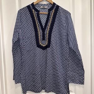 Dalia Collection Womens Large Tunic Shirt Long Sleeve Top Lightweight Boho Check